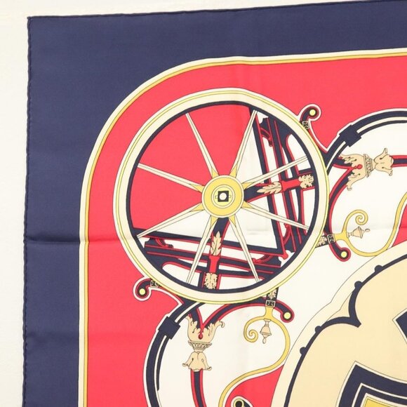 HERMES Carre 90 Scarf ""WASHINGTONS CARRIAGE"" Silk Navy Auth 133640 - Picture 2 of 14